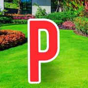 Red Letter (P) Corrugated Plastic Yard Sign, 30in